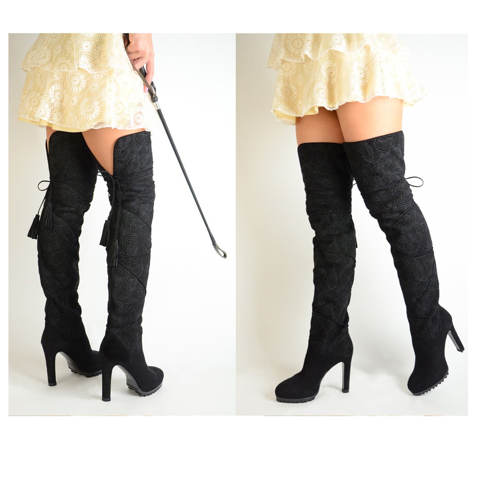 STIVALI YVES SAINT LAURENT SOPRA IL GINOCCHIO PASSY 90 PELLE SCAMOSCIATA $2.495 35 5 US 5 5