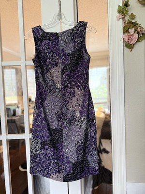 Connected Apparel Womens Purple Stretch Sleeveless Sheath Dress Size 4