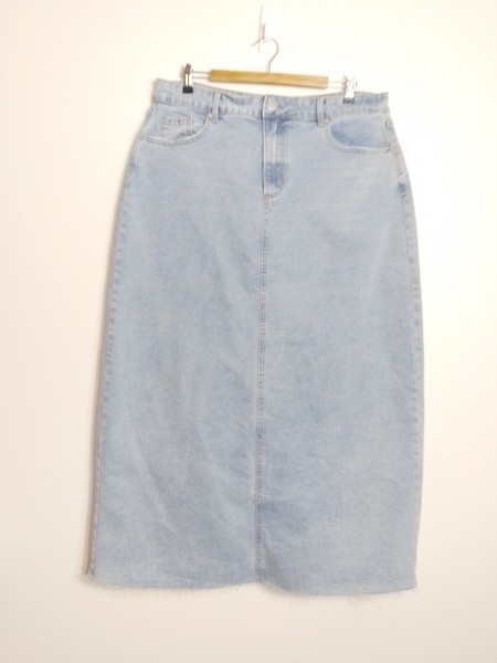 City Chic Denim Womens Blue A-line Raw Hem Long Skirt Size S