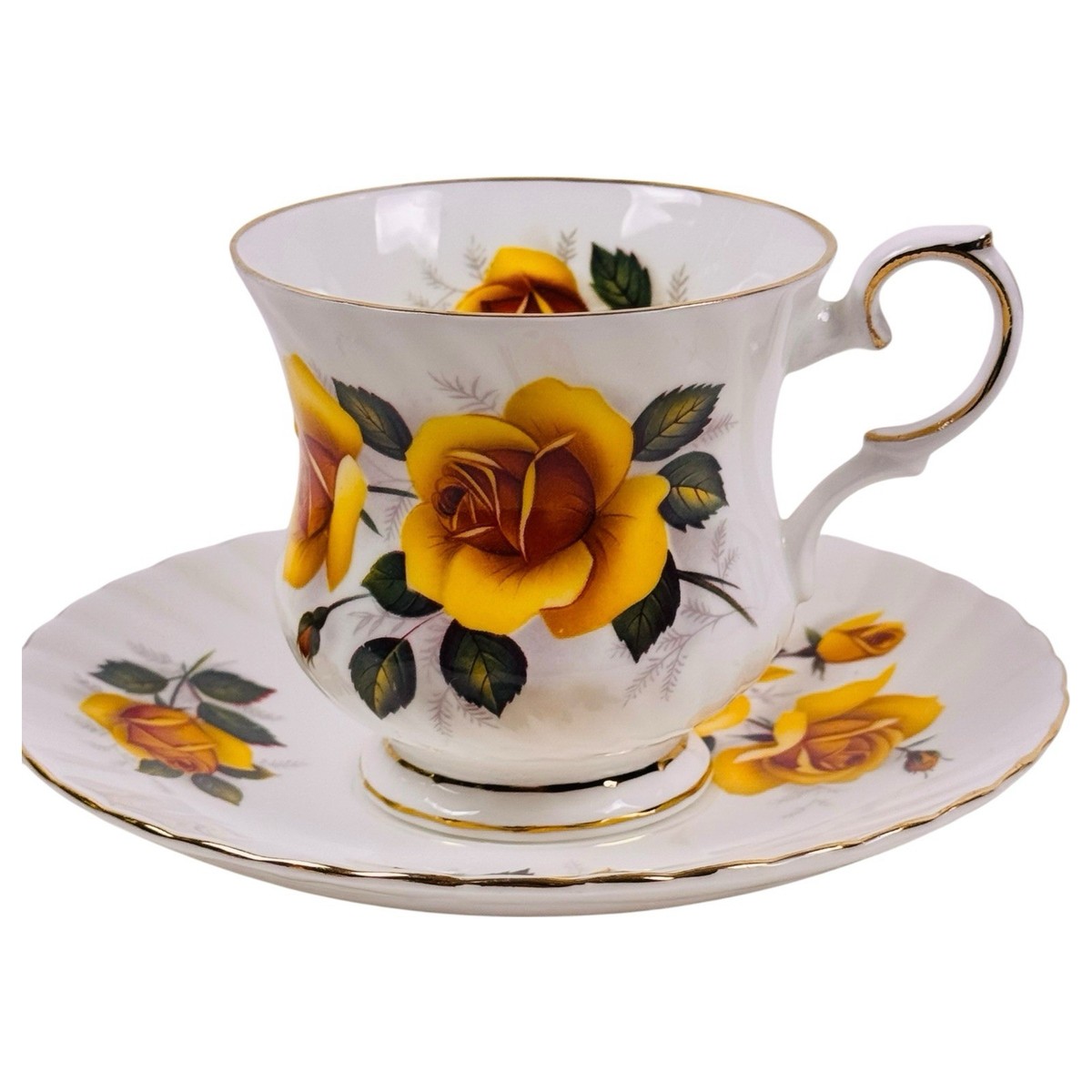 Elizabethan Fine Bone China Teacup & Saucer Yellow Rose Floral