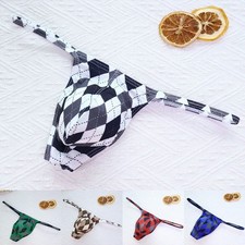 Plaid For Mini Briefs for Men Low Rise Underwear with U Pouch Thongs G String