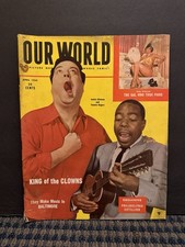 1954 April OUR WORLD Magazine, Jackie Gleason, Timmie Rogers (VRN20)