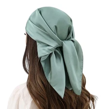 Womens Head Hair Scarf Green Like Satin Silk Scarf Sleeping Hair Wrapping Nig...