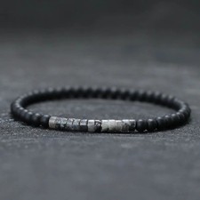 Minimalist 4mm Onyx Bead Bracelet Unisex Meditation Yoga Couple Jewelry