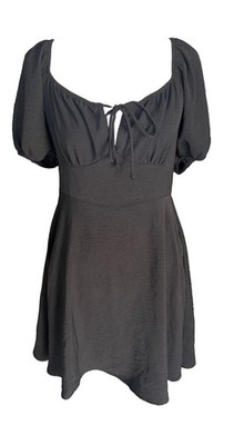 Black Milkmaid Short Sundress Womens Cottagecore Fairy Whimsigoth Prairie Medium