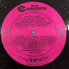 Al Goodman Orchestra For You Alone RCA Camden CAL 349 Vinyl LP Record Showtunes