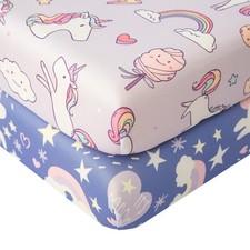 2 Pack Unicorn Crib Sheets for Baby Girl 52 28 Stretchy Microfiber Jersey Kni...