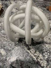 Sculpture noeud amour infini verre blanc transparent soufflé à la main art * regardez photos