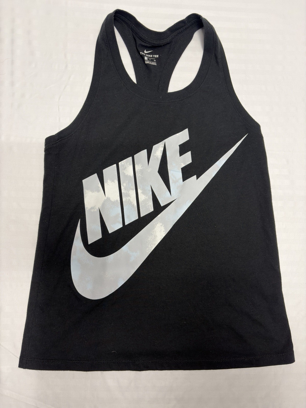Nike Swoosh Logo Printed Women's Tank Top Size Small Black Shirt
