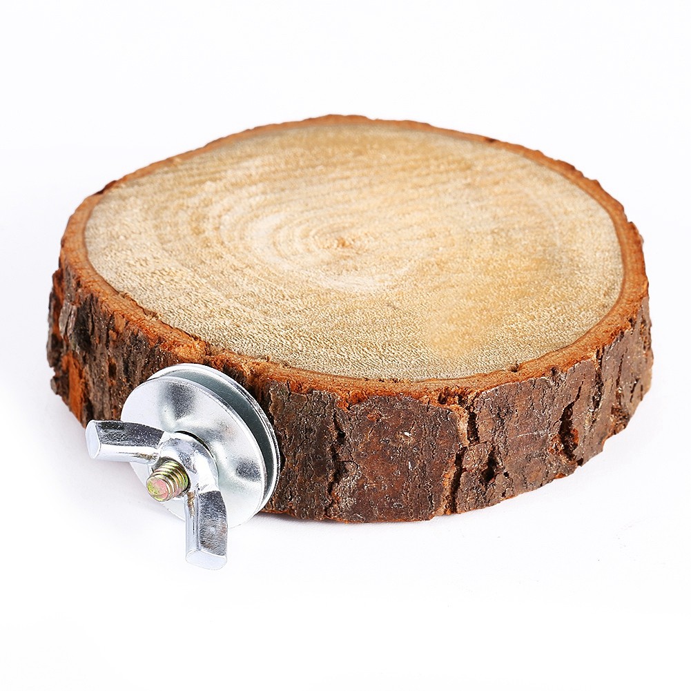 Wood Round Stand Durable Chew Toy For Parakeet Cockatiel