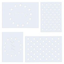 WISYOK 4Pcs American Flag 50 Star Stencil Templates, 4 Sizes American Flag Templ