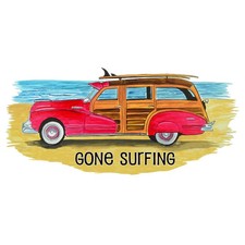 Decal Vinyl Sticker "Gone Surfing" - Woody Made in USA