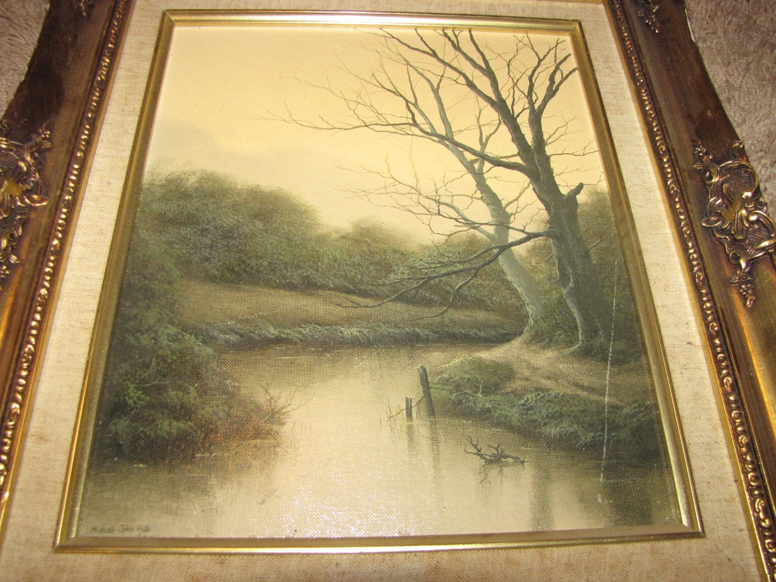 *Michael John Hill* Original Oil Painting Trees Stream England 10"x12