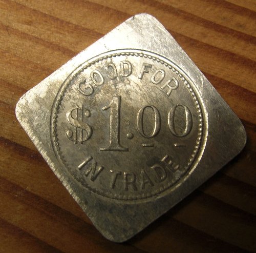 #27 – Old Square Aluminum Trade Token – J.A. CROSSLER - DAYTON, WASH. - Picture 2 of 4