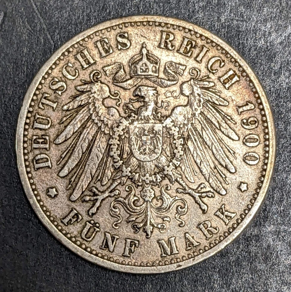 1900 G Germany Baden Silver 5 Mark - Image 2 of 4