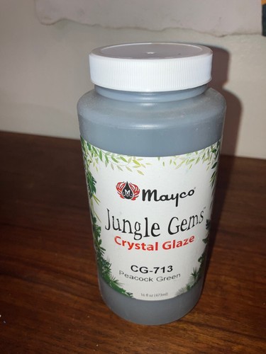 NEW Mayco Jungle Gems Crystal Glaze Crystalites 1 pint PEACOCK GREEN CG-713 - Picture 2 of 3