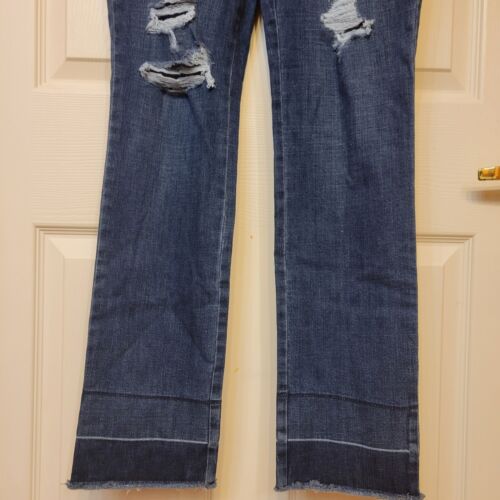 Gloria Vanderbilt Womens Navy Denim Distressed Raw Hem Slimming Size 12 - Imagen 5 de 7