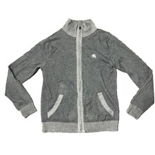 Express Sweater Mens Medium Cotton Full Zip Mock Neck Gray Pockets Cardigan