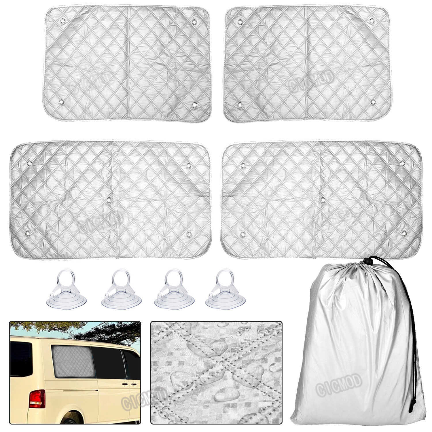 4x Side Window Cover Sunshade Privacy UV Protection For VW T5 T6 TRANSPORTER Van