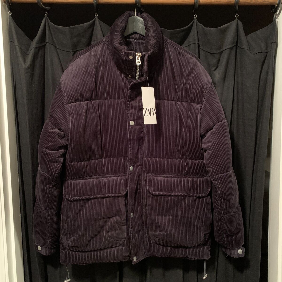 NWT ZARA Corduroy Down Puffer Jacket Black M | eBay NWT ZARA Corduroy Down Puffer Jacket Black M | eBay