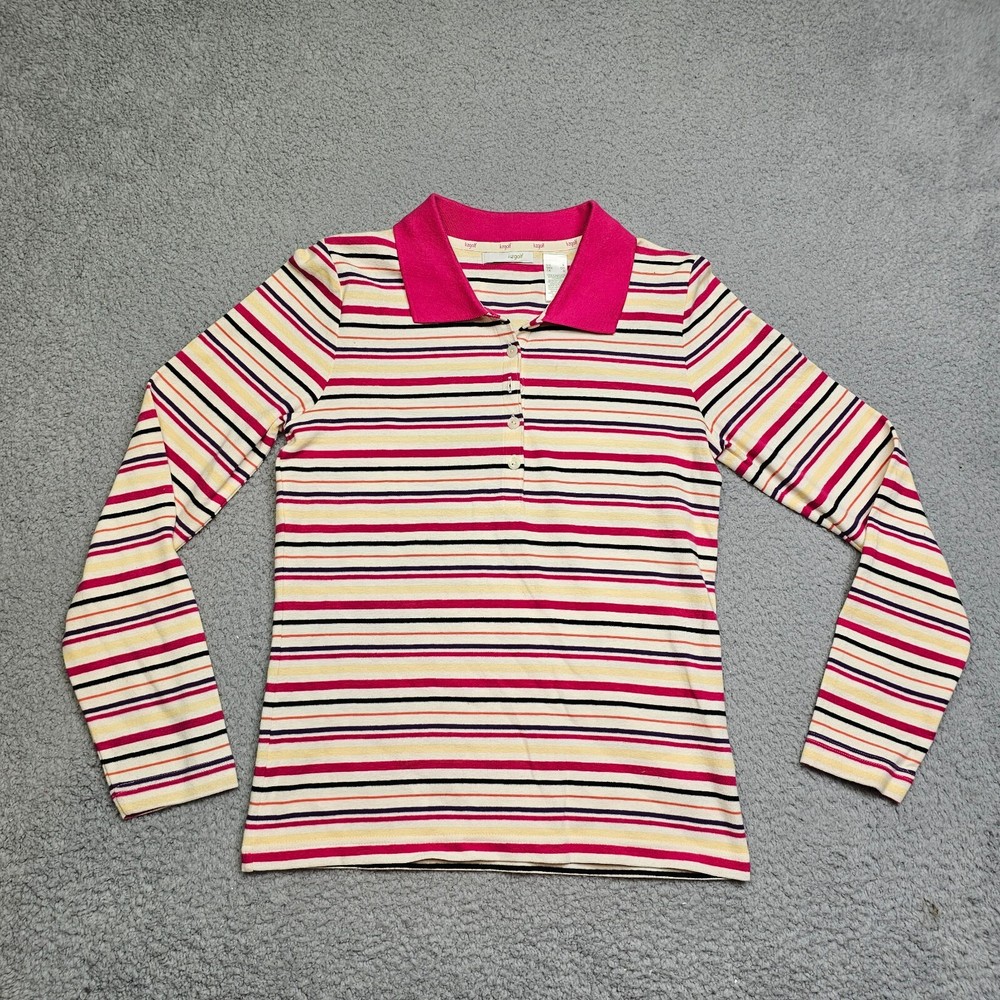 Lizgolf Shirt Women's Small Long Sleeve Polo Striped Golf Comfort