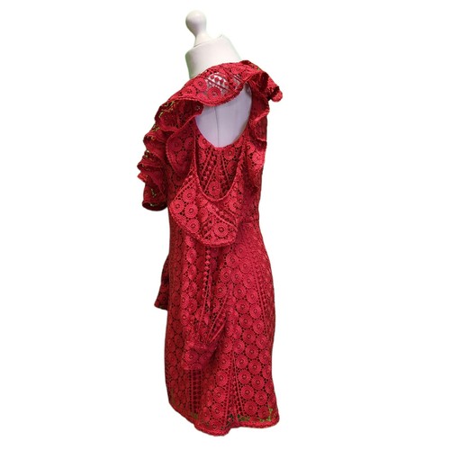 French Connection Red Massey Lace Evening Dress Women's UK 12 L EU 40 H403 - Picture 4 of 8