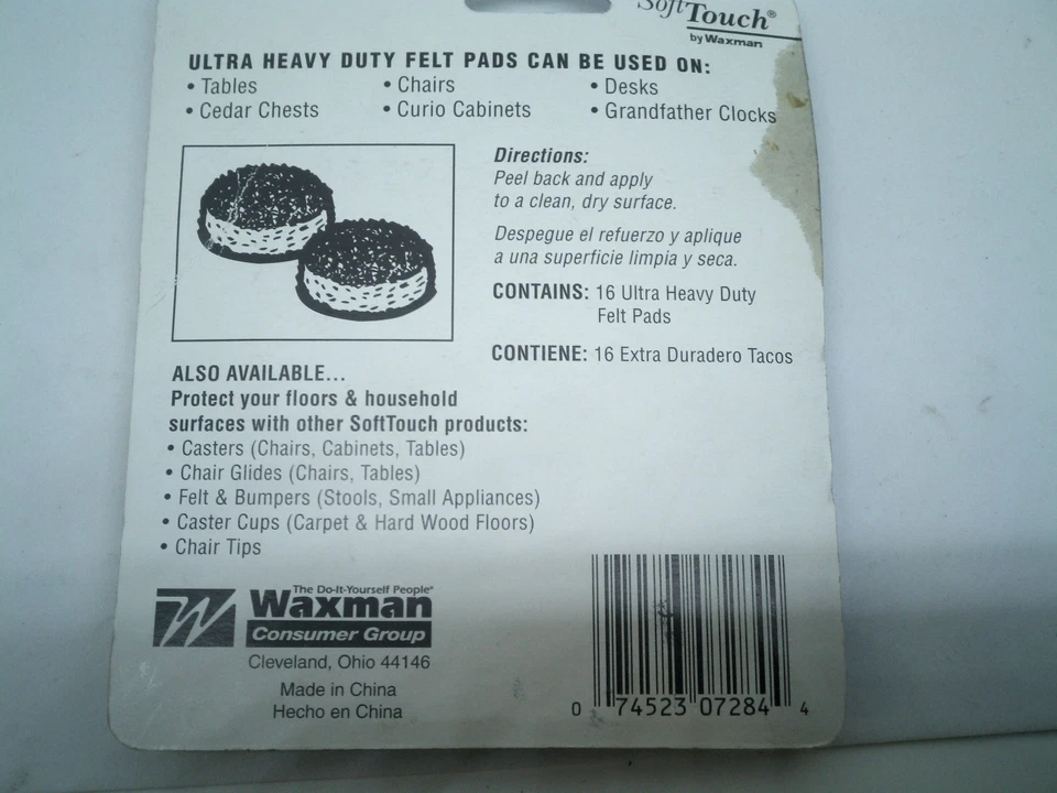 Almohadillas de fieltro Waxman autoadhesivas redondas ultra resistentes de 1 pulgada 16 piezas 74523072844 Foto 3 de 4
