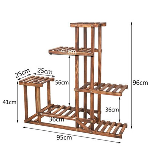 Rustic 6 Tier Wooden Step Shelf Plant Stand Flower Shelving Unit Garden Lawn Hal - Picture 5 of 12
