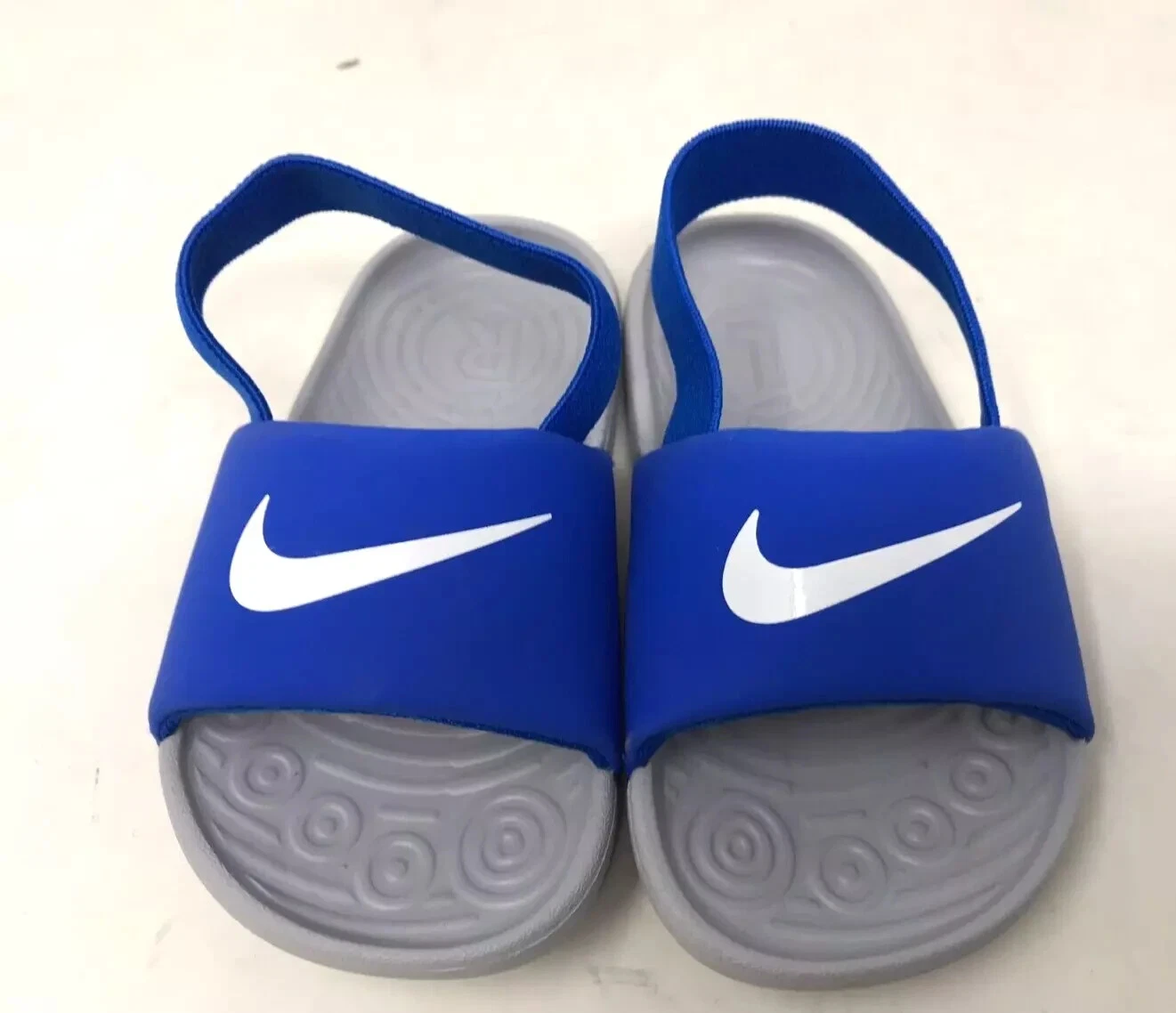 (taglia 6) Sandali Nike Toddler Boy's Kawa Slide SE2 blu bianchi slides