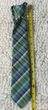Little Boys Johnson Brothers zipper tie Blue Green Plaid
