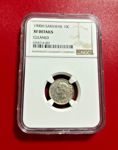 1900H SARAWAK 10 CENTS NGC XF DETAILS ( NGC PRICE GUIDE $150 )