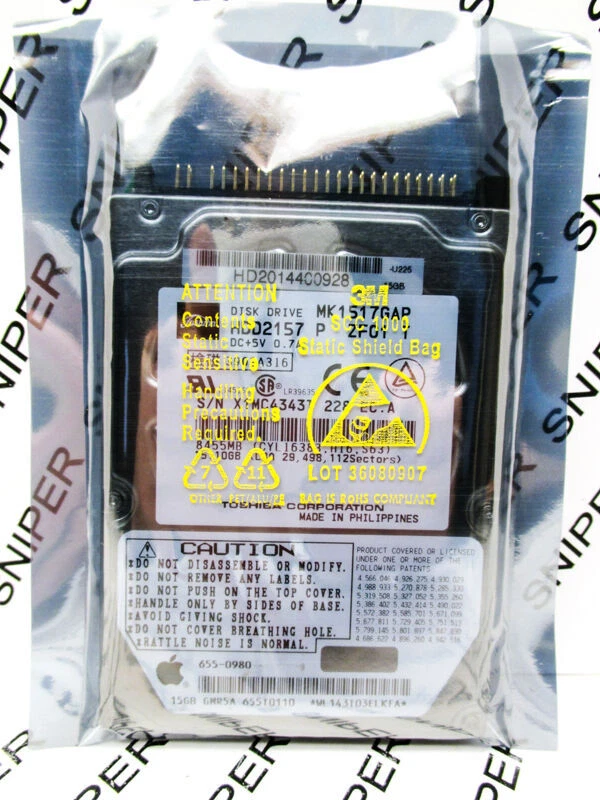 Toshiba 15GB MK1517GAP IDE HDD2157 P ZF01 T Laptop Hard Drive - WIPED & TESTED! - Image 4 of 4