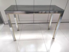 Console Tavolo Scrittoio design ottone/acciaio anni '70 attribuito Romeo Rega