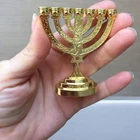 Menorah Jerusalem Temple 3"  Inch Height 7.5 Cm 7 Branches Brass  -  Small Size