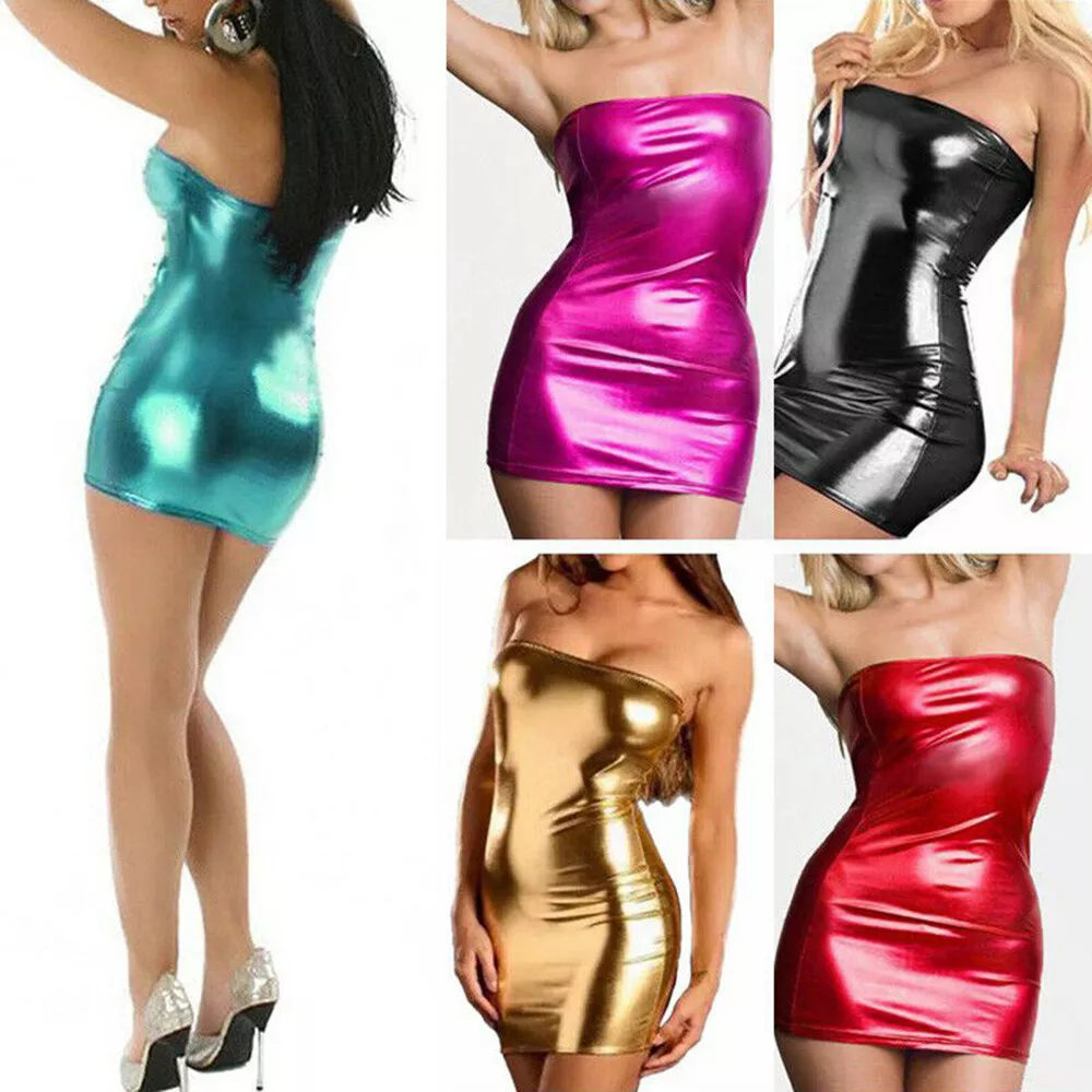 Leather boob cheap tube dress