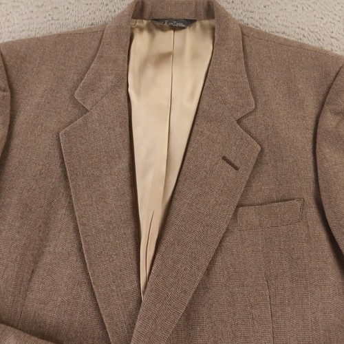 VTG Pierre Cardin Jacket M Brown Herringbone 100% Wool Tweed Blazer 43R - Picture 2 of 19