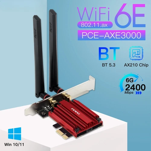 WiFi 6E AX210 5374Mbps PCIE Adapter Compatible Bluetooth5.3 Network WiFi Card