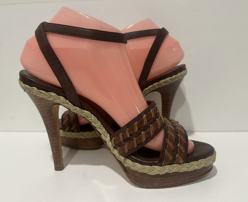 Cole Haan Air Vanessa women size 7.5 B brown leather platform heel sandals - Picture 5 of 11