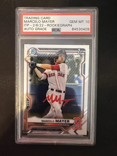 MARCELO MAYER 2021 BOWMAN DRAFT CHROME 1ST RED AUTO RC PSA GEM MINT 10 🔥