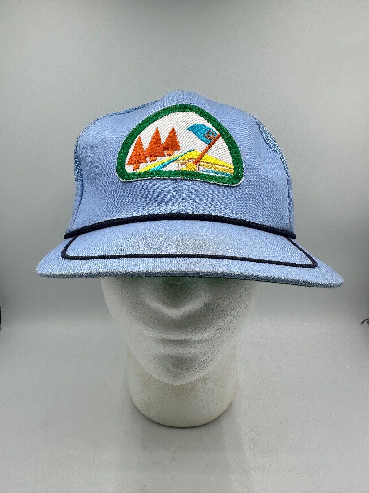 Trucker Snapback Light Blue Stripe Brim Baseball Cap