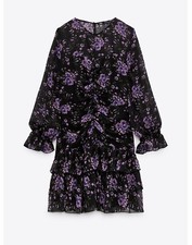 ZARA NWT Draped Printed short Dress. MULTICOLORED. Size M