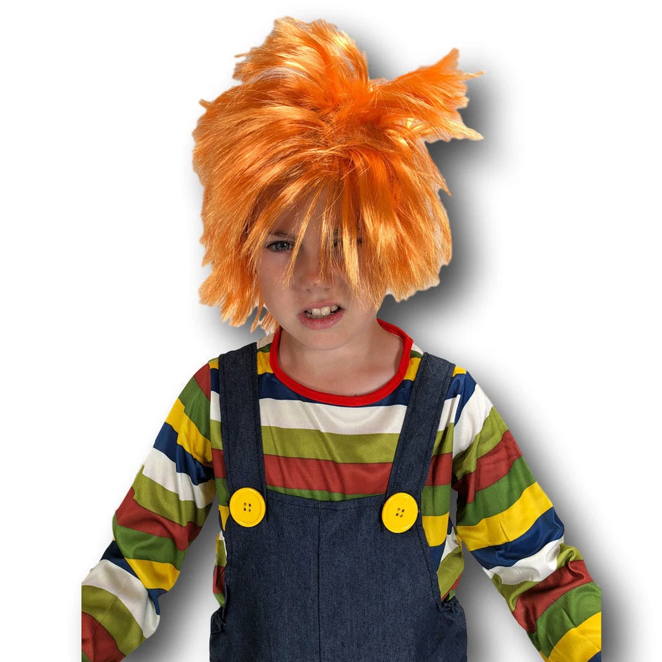 Enfants Chucky Horreur Poupée Costume Halloween Jeu 3 Tailles Encre Perruque - Photo 3/4