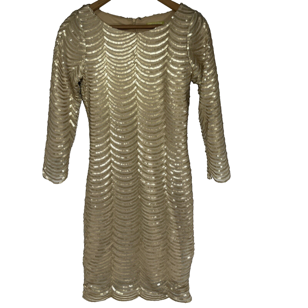 gianni bini gold sequin dress Champagne Cocktail Size XS Fitted Formal Party Printed dress