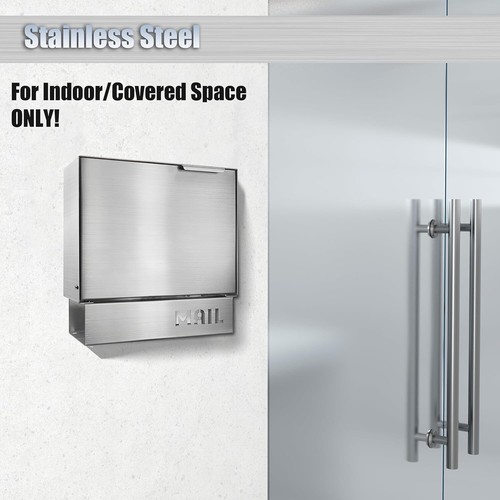 Mailbox Slot Drop Box Wall Mount Secure Locking Cabinet Heavy Duty Steel Black - Picture 8 of 8