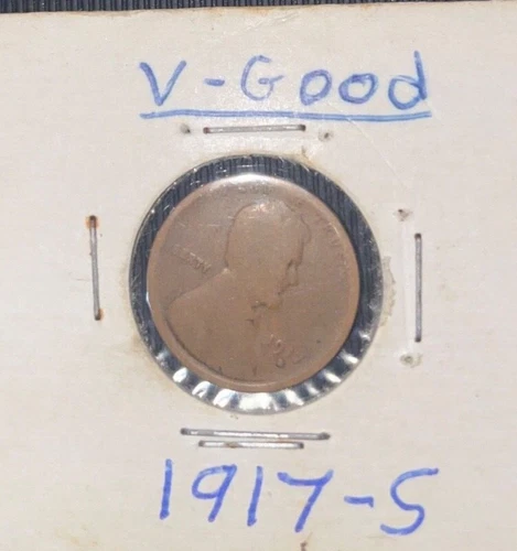 1927- p 1917- s wheat pennies very good condition .