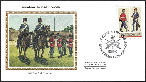 🍁Canada   #1007      "ARMY REGIMENTS"     Brand New 1983 Colorano Silk Cachet