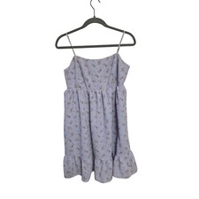 Floral Print Dress Cottagecore Smocked Sundress Ruffle Hem Summer Dress L