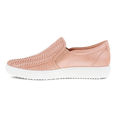 ECCO Women 11 - 11.5 Soft 7 Woven Leather Slip On 2.0 Sneaker Flat Tuscany Metal