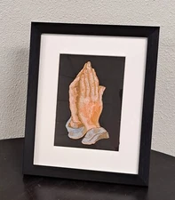 Praying Hands, Embroidered, Mat and Framed, 11x14