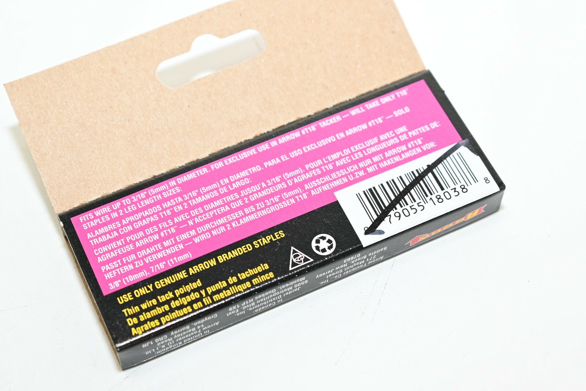 Agraphes Arrow T18 - Longueur 10mm (3/8 Pouce) - Boîte De 1000 - Neuf En Boîte